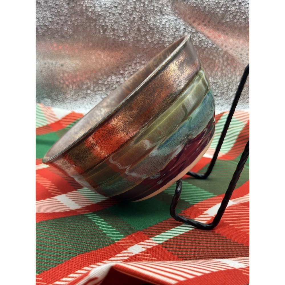 JA Handmade Stoneware Studio Ceramic Art Bowl Colorful Layered Signed 2021 Spun - Picture 2 of 8